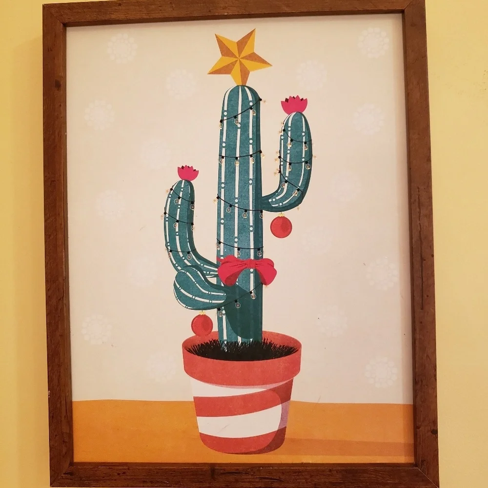 Holiday Framed Cactus Framed Boho Wall Art NWT